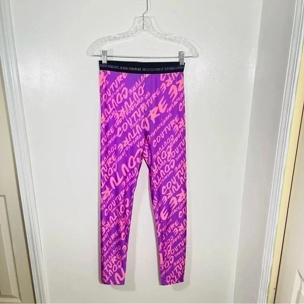 NWT Versace Jeans Couture Logo Print Leggings - Picture 3 of 12
